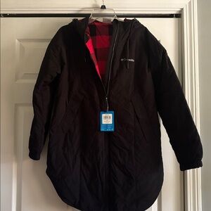 Columbia Black and Red Hooded quilted winter coat